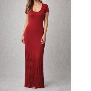 NWT Womens Beautiful Red Shirt Dress Short Sleeve Long Slit Sides Size M Maxi